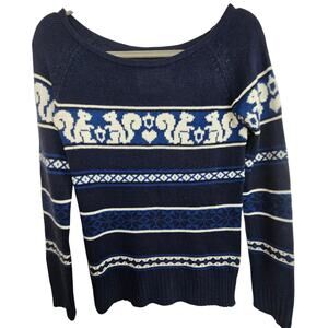 Tildon Womens Fair Isle Nordic Squirrel Sweater Size XS Preppy Cabincore Holiday
